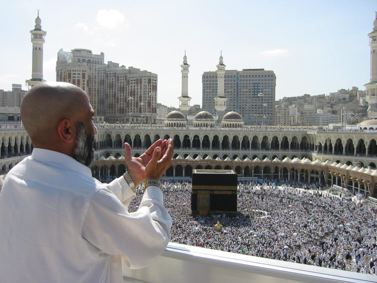 Pilgrims in prayer at Masjid al-Haram in Makkah